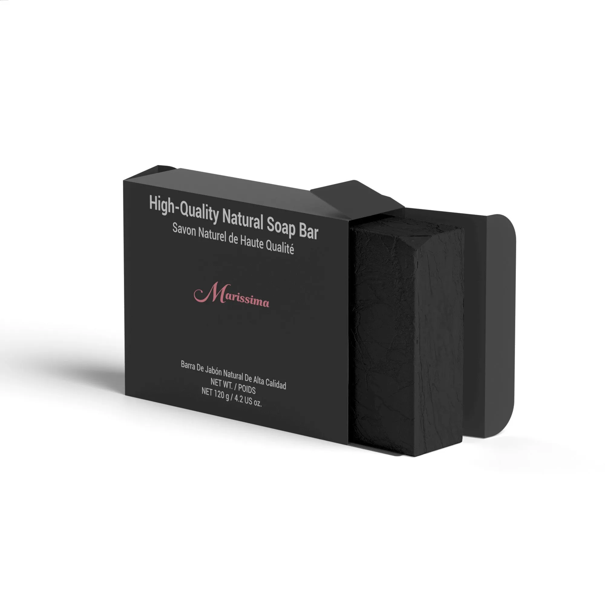 Luxury Organic Soap Set: Charcoal, Shea, Tea Tree   Latex-Free Blending Sponge in Elegant Marissima Box