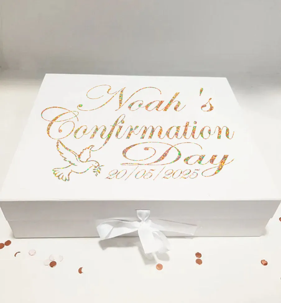 Luxury Personalised Confirmation Gift Box Dove Design