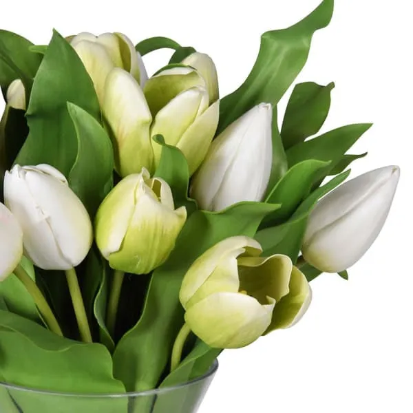 Luxury Real Touch Tulip Arrangement Complete with Elegant Glass Vase