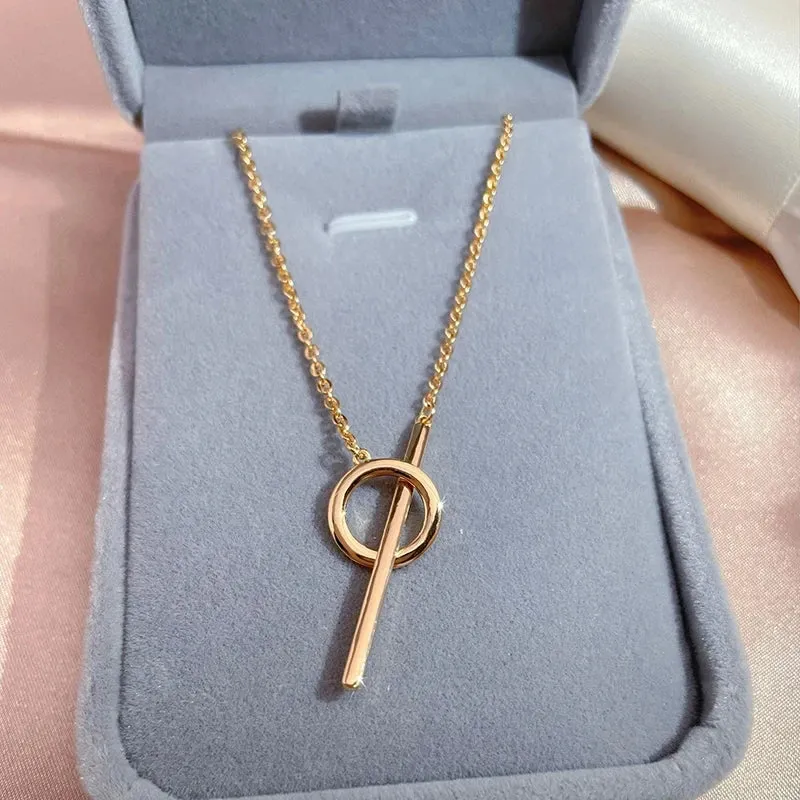 Luxury Rose Gold Glossy Pendant Necklace