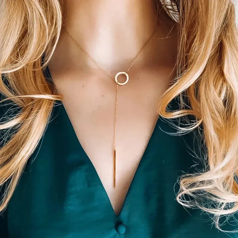 Luxury Rose Gold Glossy Pendant Necklace