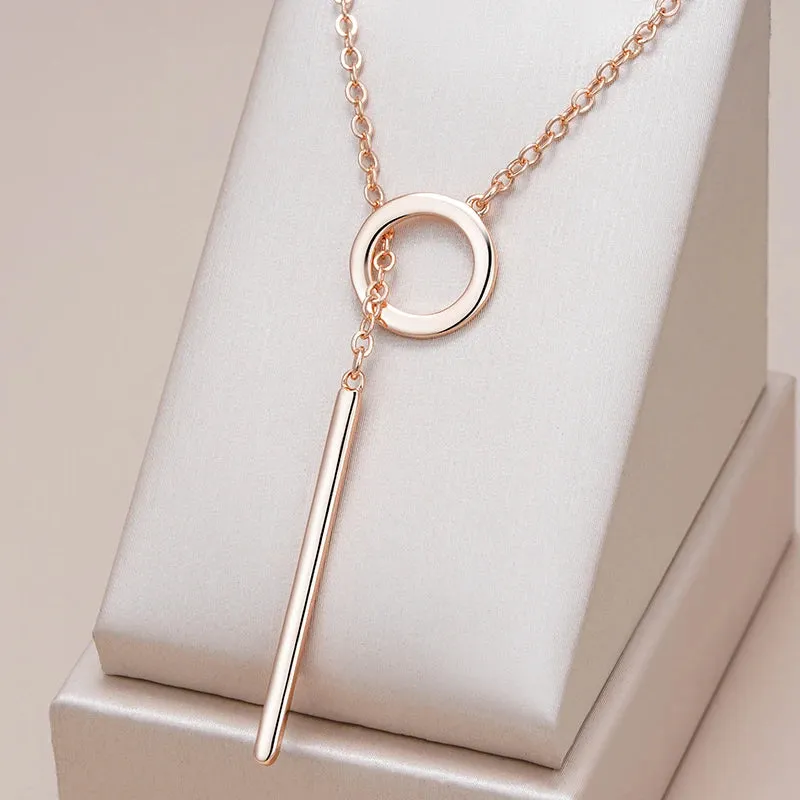 Luxury Rose Gold Glossy Pendant Necklace