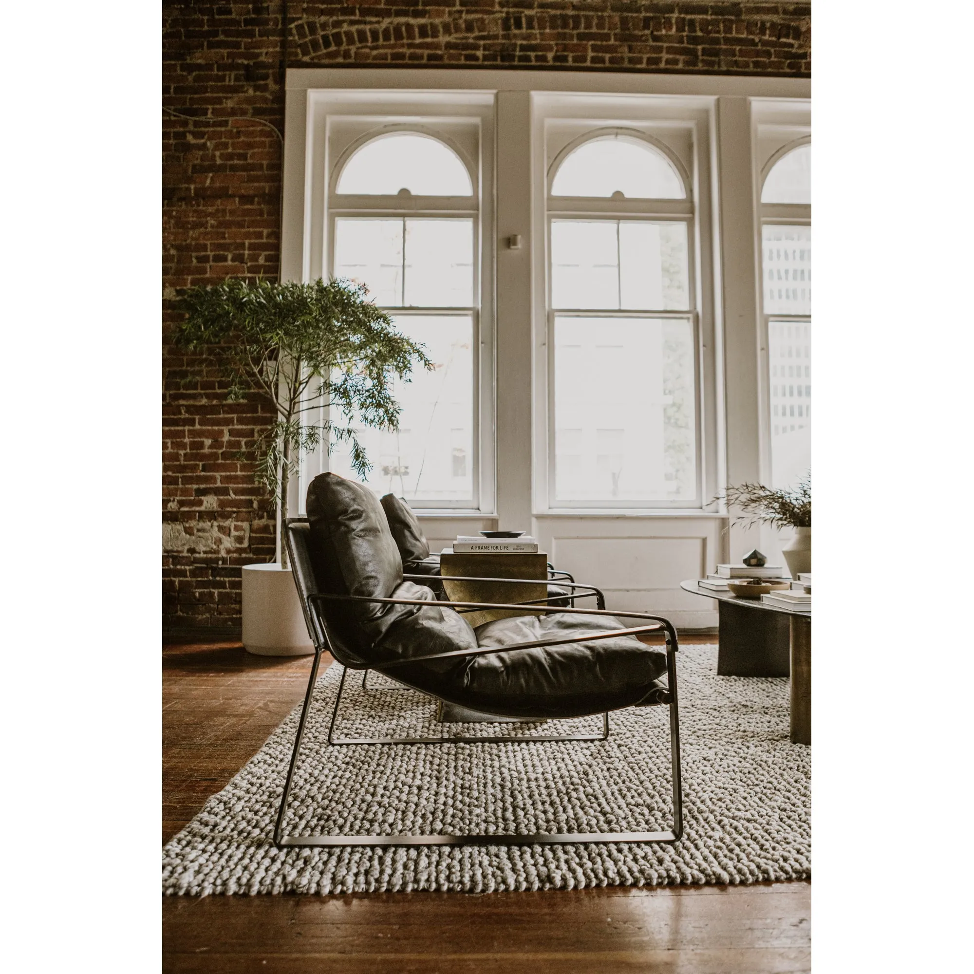 Luxury Sculpted Leather Lounge Chair