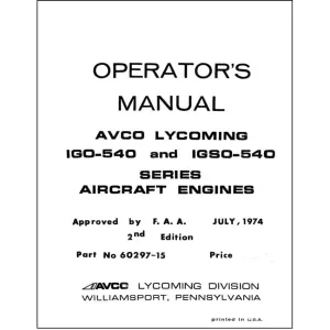 Lycoming IGO-540, IGSO-540 Series Operator's Manual (60297-15-1)