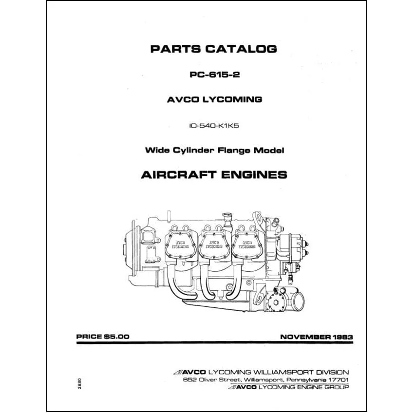 Lycoming IO-540-K1K5 1983 Parts Catalog PC-615-2 (PC-615-2)