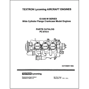 Lycoming IO-540-W Series 1993 Parts Catalog PC-615-4 (PC-615-4)