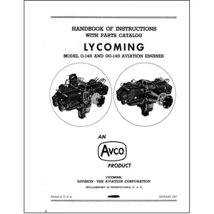 Lycoming O-145, GO-145 Instructions With Parts (LYO145,GO145-IN)