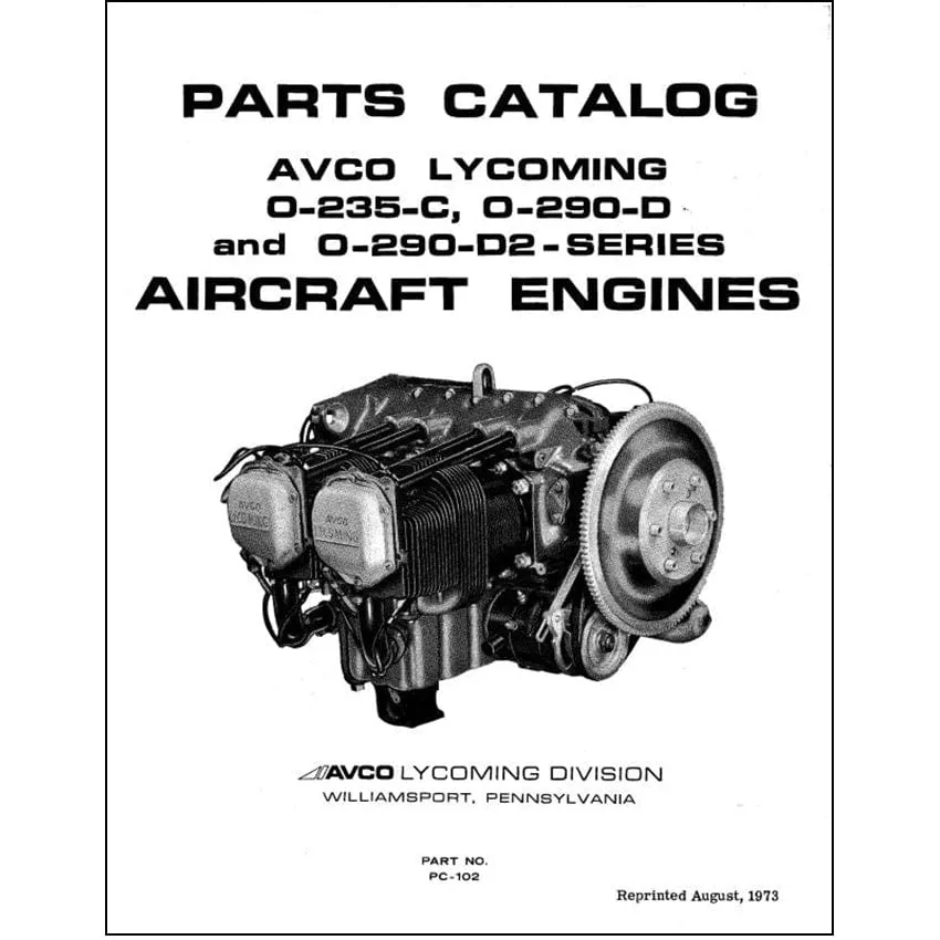 Lycoming O-235-C,O-290-D,O-290-D2 1973 Parts Catalog (PC-102)