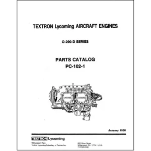 Lycoming O-290-D Series 1988 Parts Catalog PC-102-1 (PC-102-1)