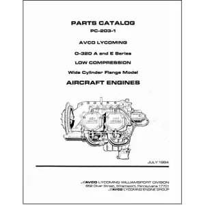 Lycoming O-320 A and E Series 1984 Parts Catalog PC-203-1 (PC-203-1)