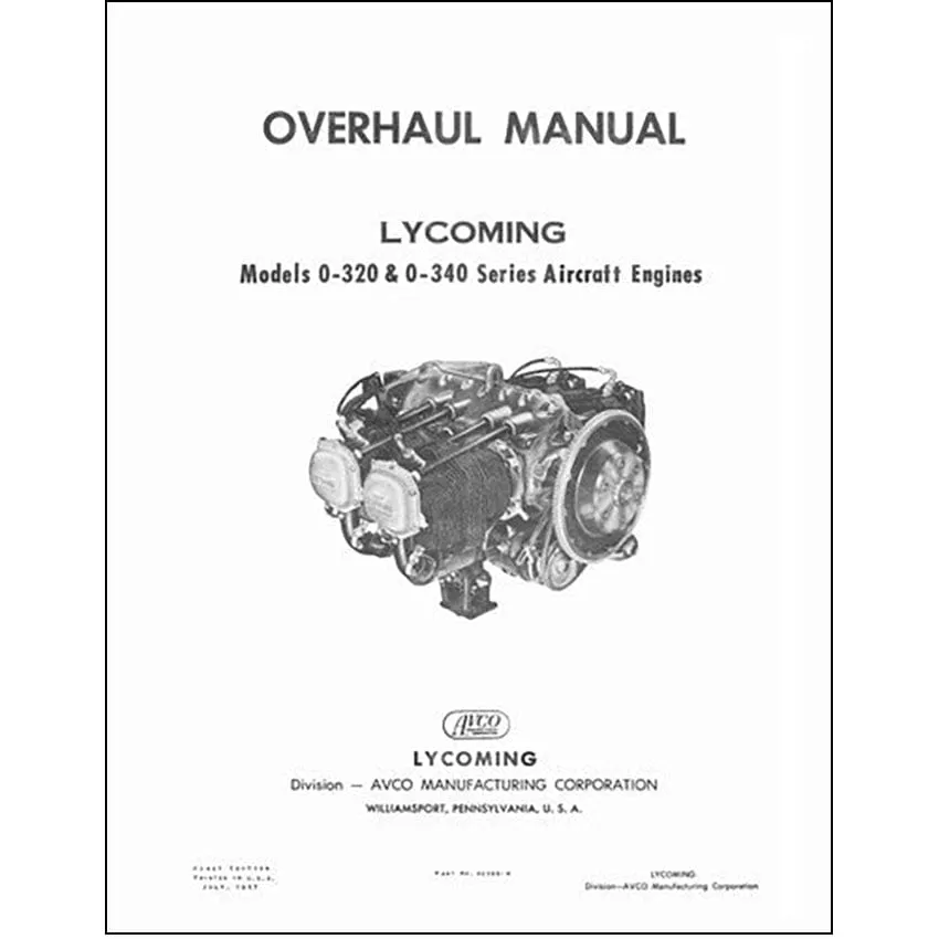 Lycoming O-320 & O-340 Series 1957 Overhaul Manual (60298-4)
