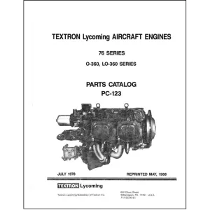 Lycoming O-360, LO-360 76 Series Parts Catalog PC-123 (PC-123)
