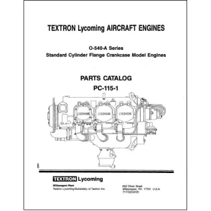 Lycoming O-540-A Series Parts Catalog PC-115-1 (PC-115-1)