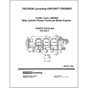 Lycoming O-540-J& L Series 1994 Parts Catalog PC-415-1 (PC-415-1)