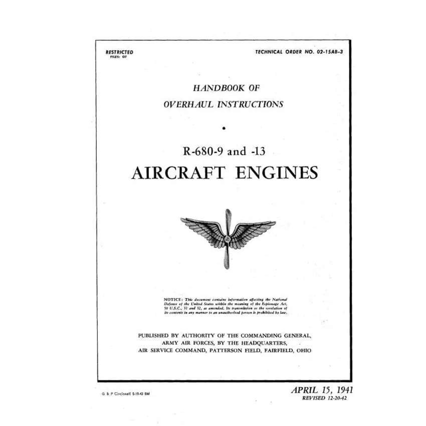 Lycoming R-680-9,-13 1941 Overhaul Instructions (02-15AB-3)