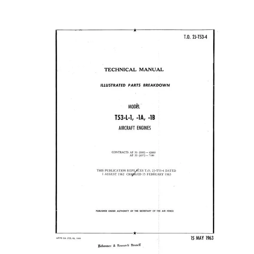 Lycoming T53-L-1, -1A, -1B 1963 Illustrated Parts (2J-T53-4)