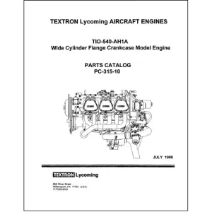 Lycoming TIO-540-AH1A 1998 Parts Catalog PC-315-10 (PC-315-10)