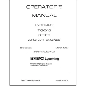 Lycoming TIO-540 Series, 1987 Operator's Manual (60297-23-7)