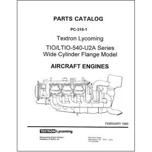 Lycoming TIO-LTIO-540 Series 1983 Parts Catalog PC-315-1 (PC-315-1)