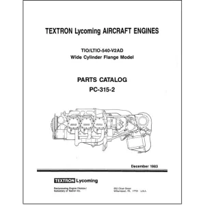 Lycoming TIO, LTIO-540-V2AD 1983 Parts Catalog PC-315-2 (PC-315-2)