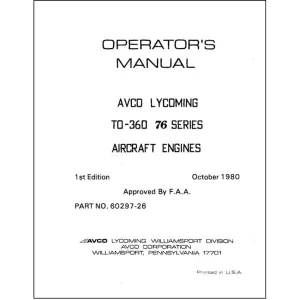 Lycoming TO-360-E 76 Series, 1980 Operator's Manual (60297-26)