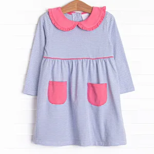Lydia Pocket Dress, Periwinkle Stripe