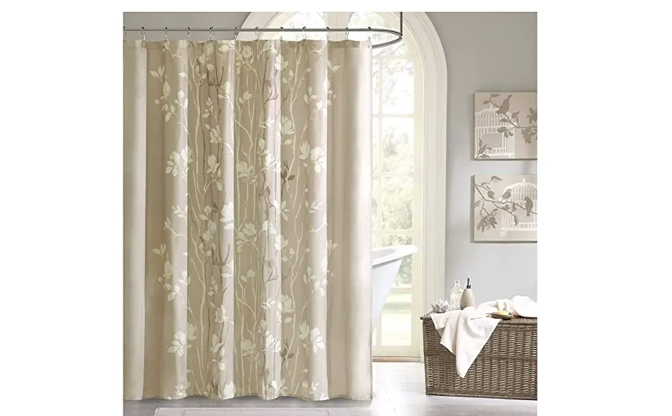 Madison Park MPE70-036 Essentials Vaughn Shower Curtain 72x72 Taupe, Retails $55 