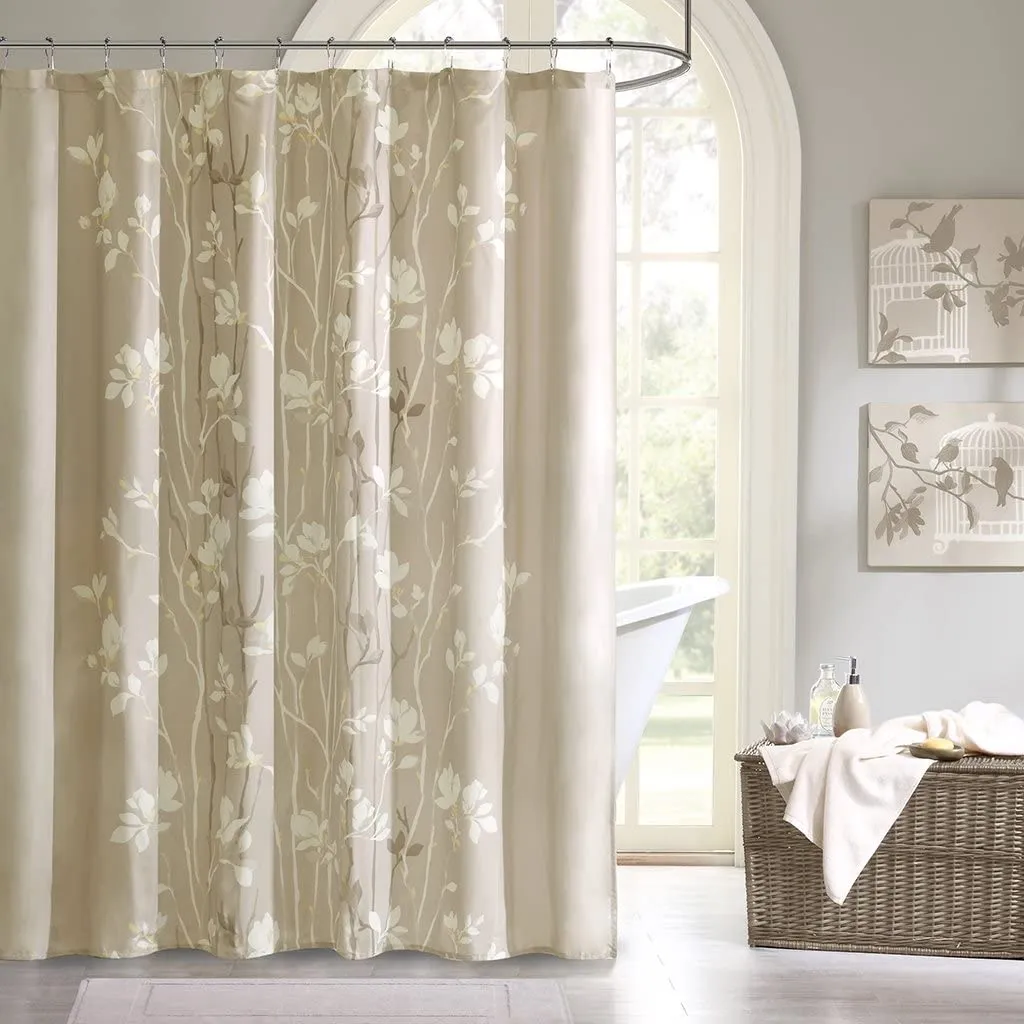 Madison Park MPE70-036 Essentials Vaughn Shower Curtain 72x72 Taupe, Retails $55 