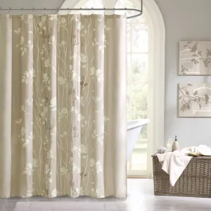 Madison Park MPE70-036 Essentials Vaughn Shower Curtain 72x72 Taupe, Retails $55 