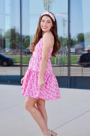 Magenta Floral Jacquard Dress