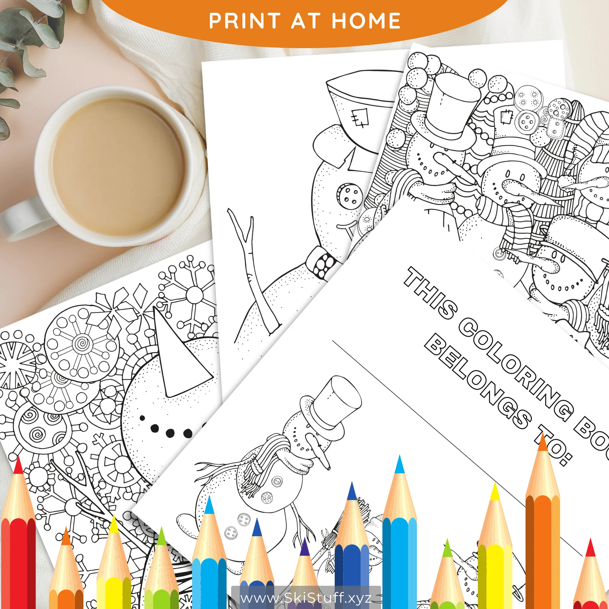 Magical Snowmen Coloring Book, Instant Download