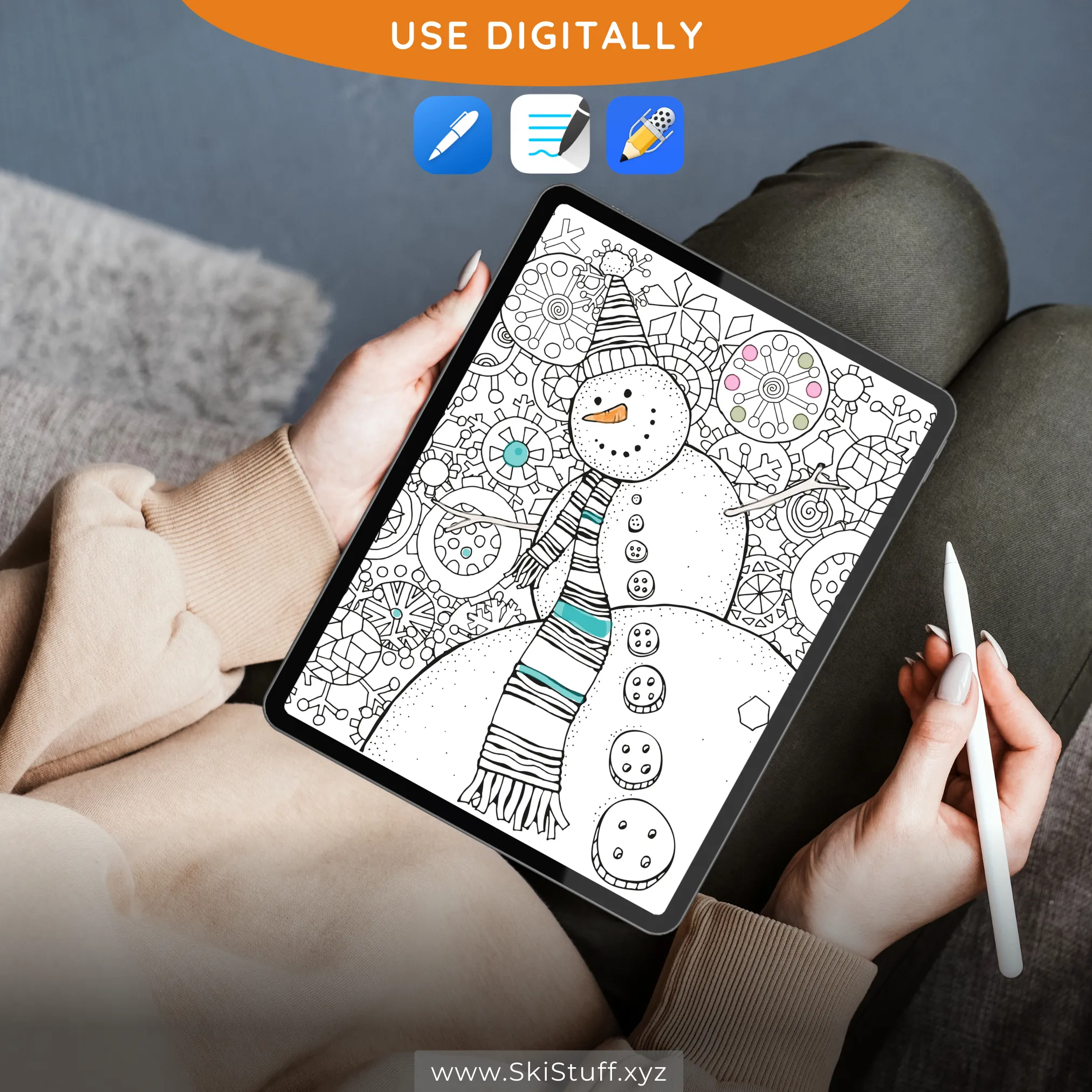 Magical Snowmen Coloring Book, Instant Download