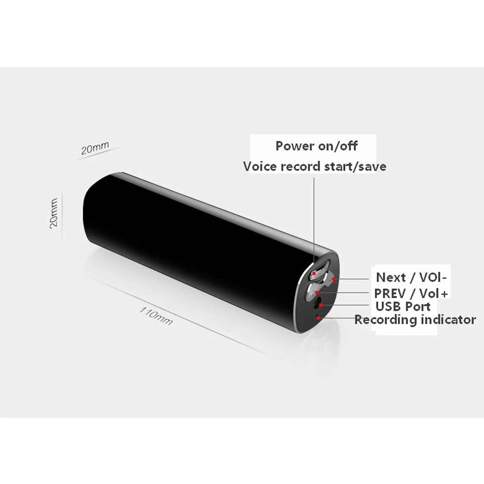 Magnetic Audio Voice Recorder 600  Hours Battery Sound Activated Premium Quality 192kbps .WAV