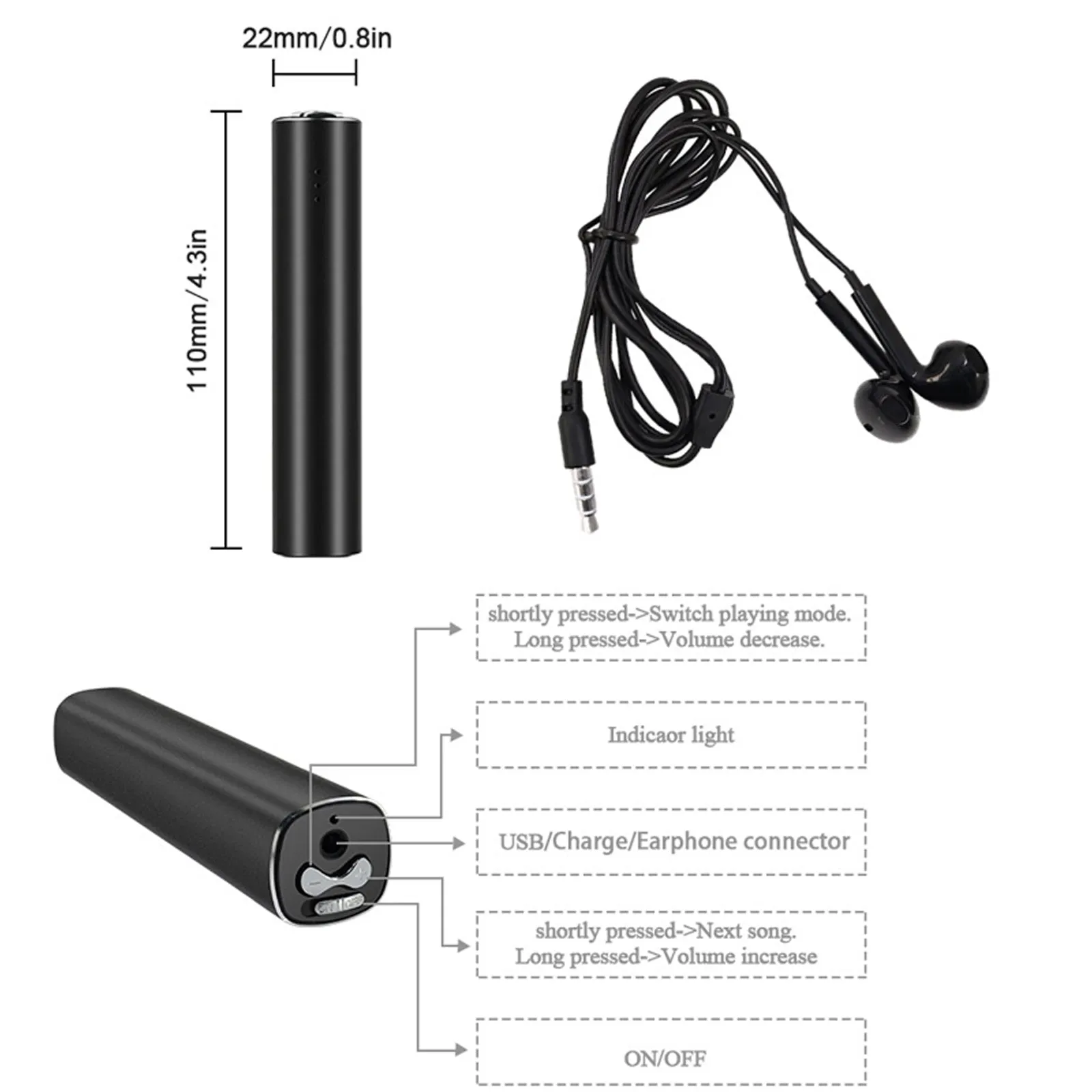 Magnetic Audio Voice Recorder 600  Hours Battery Sound Activated Premium Quality 192kbps .WAV