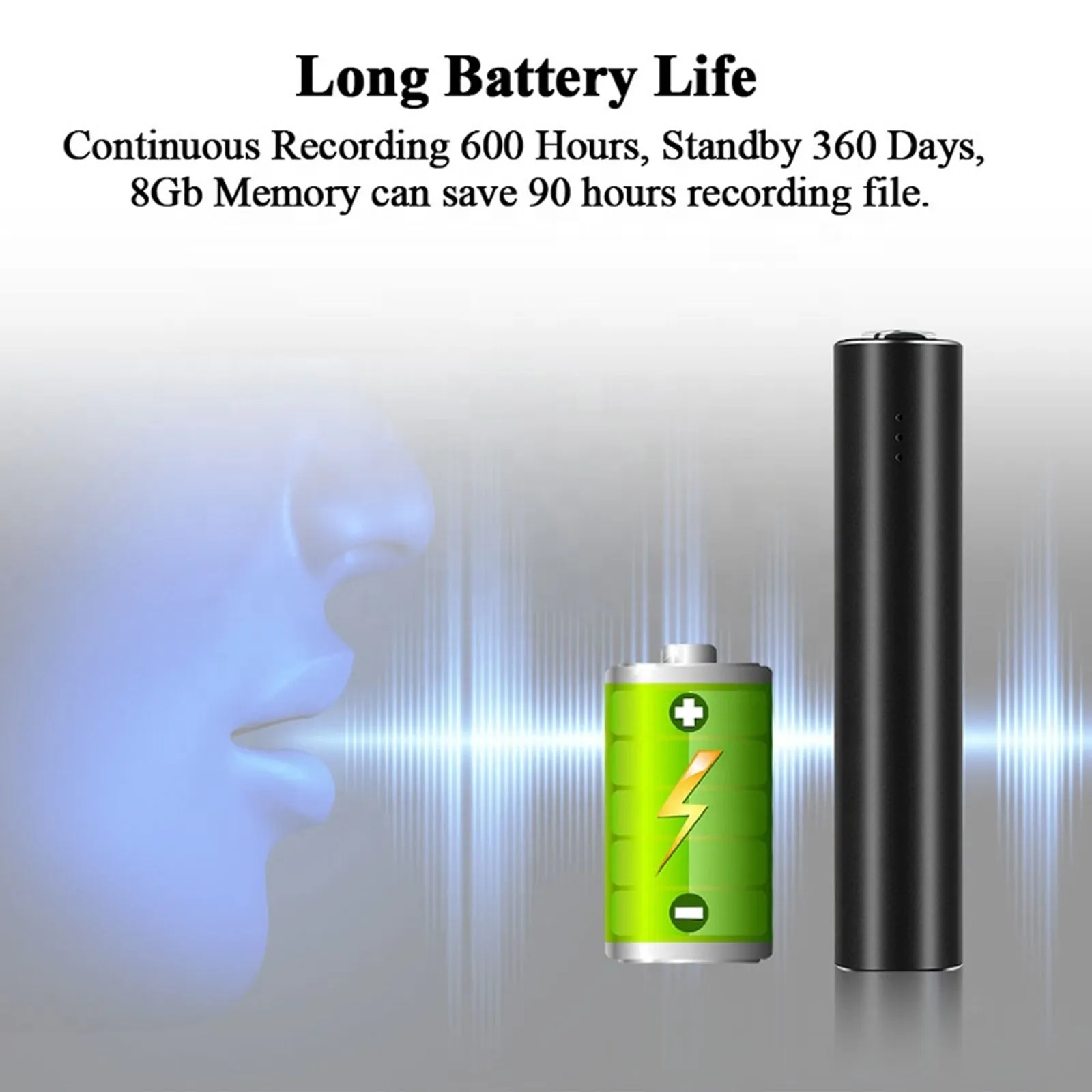 Magnetic Audio Voice Recorder 600  Hours Battery Sound Activated Premium Quality 192kbps .WAV