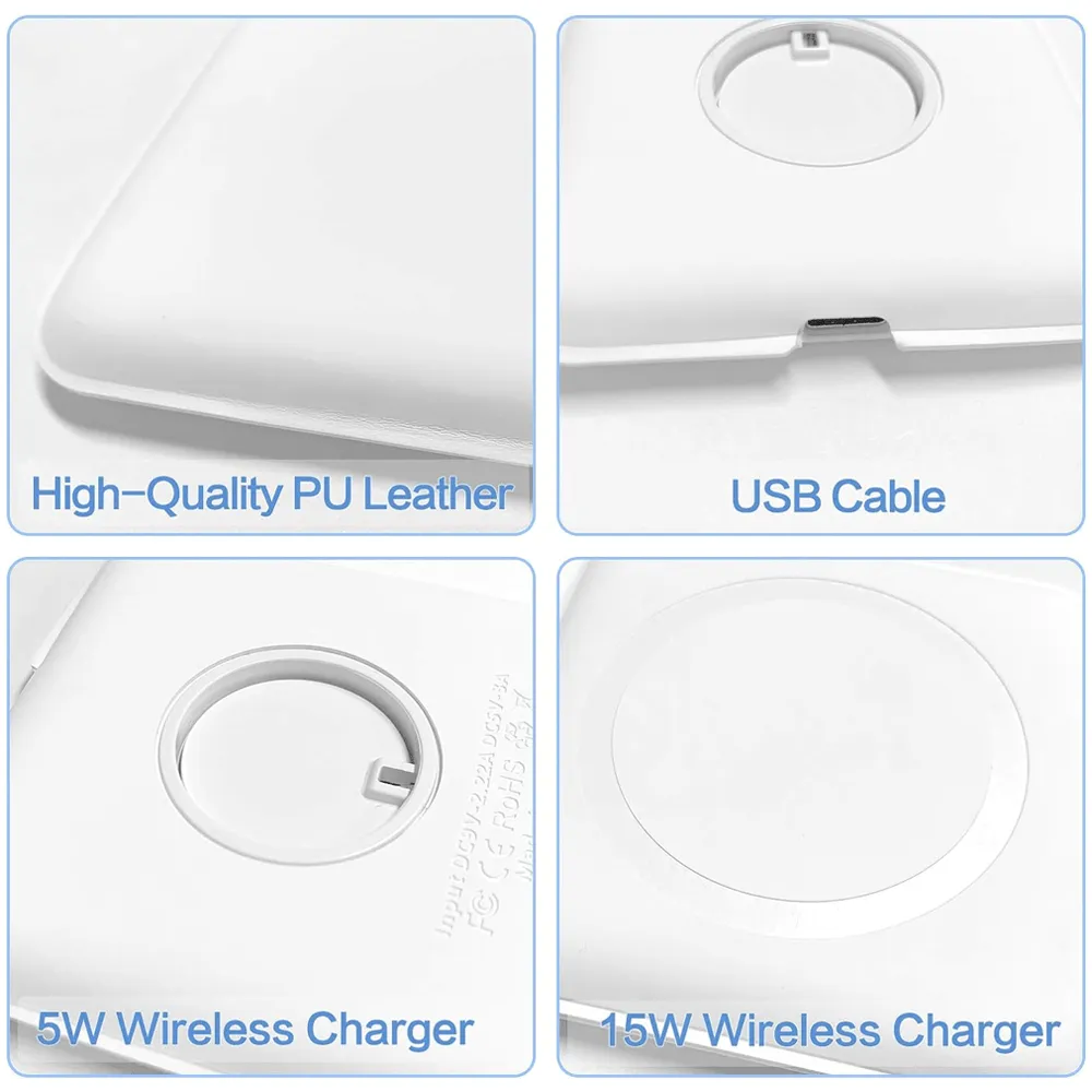 Magnetic Duo Wireless Charger, 2 in 1 Portable Foldable Power Station for Apple Watch 7/6/5/4/3/2, Multiple Device Wireless Charger for iPhone, AirPods