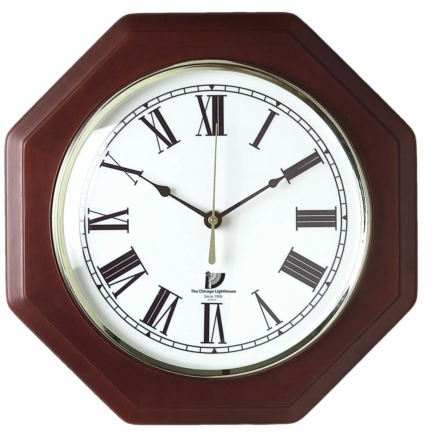 Mahogany Octagon 12" Quartz Clock