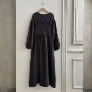 MAMA Suki Smocked Cotton Dress (Charcoal)