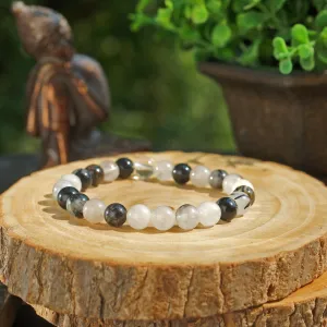 Manifestation Bracelet- Natural Black Rutile Bracelet - For Anxiety, Stress & Depression - Gemstone Beaded Stretch Bracelet 8mm - Stone Bracelet