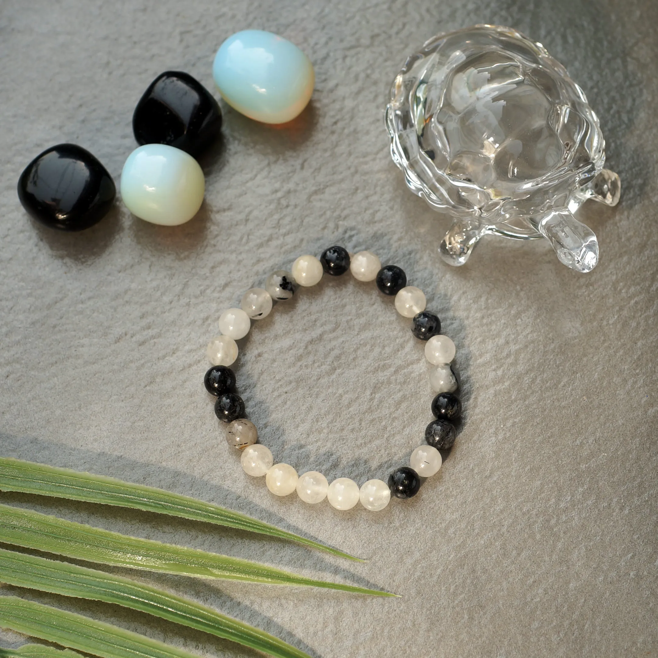 Manifestation Bracelet- Natural Black Rutile Bracelet - For Anxiety, Stress & Depression - Gemstone Beaded Stretch Bracelet 8mm - Stone Bracelet