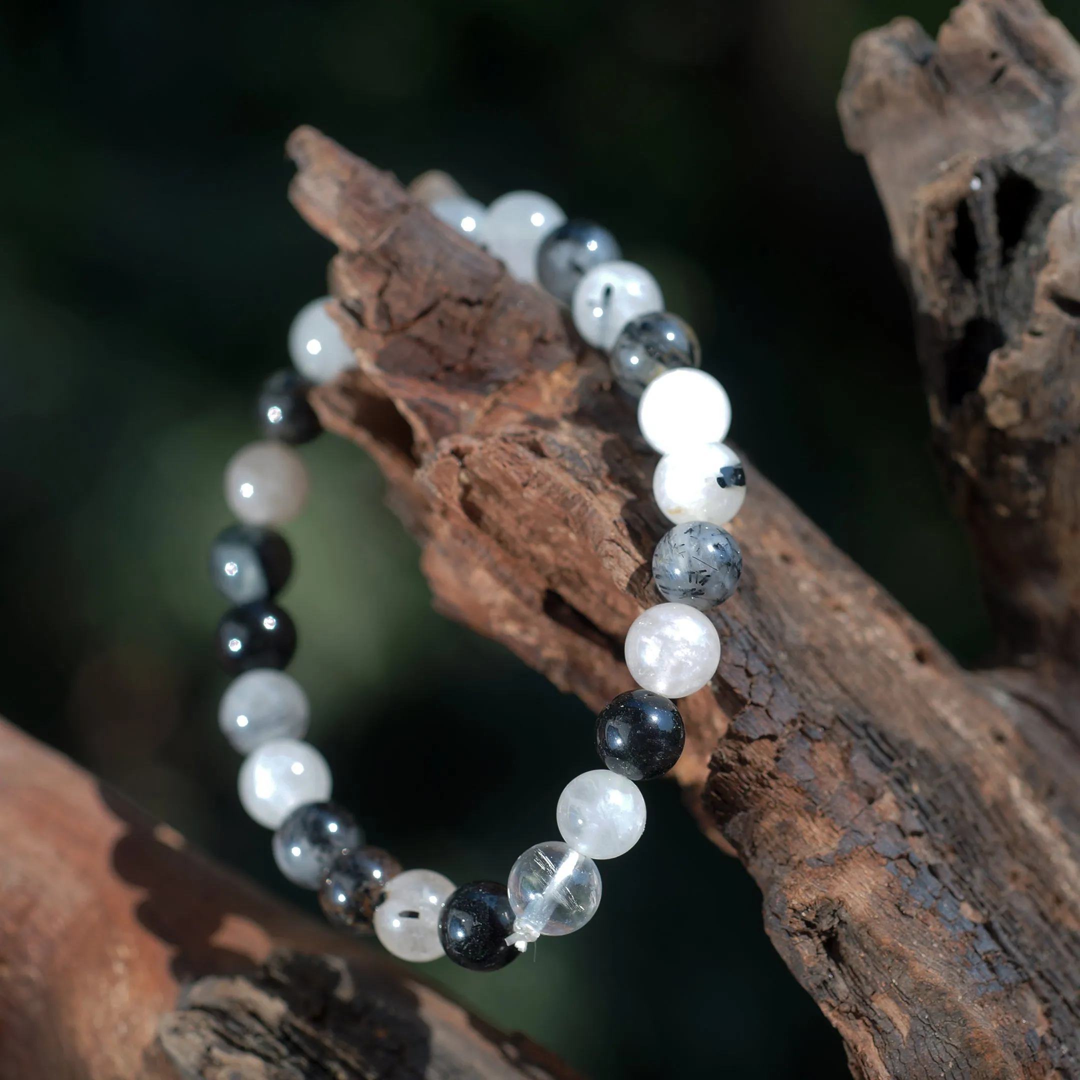 Manifestation Bracelet- Natural Black Rutile Bracelet - For Anxiety, Stress & Depression - Gemstone Beaded Stretch Bracelet 8mm - Stone Bracelet