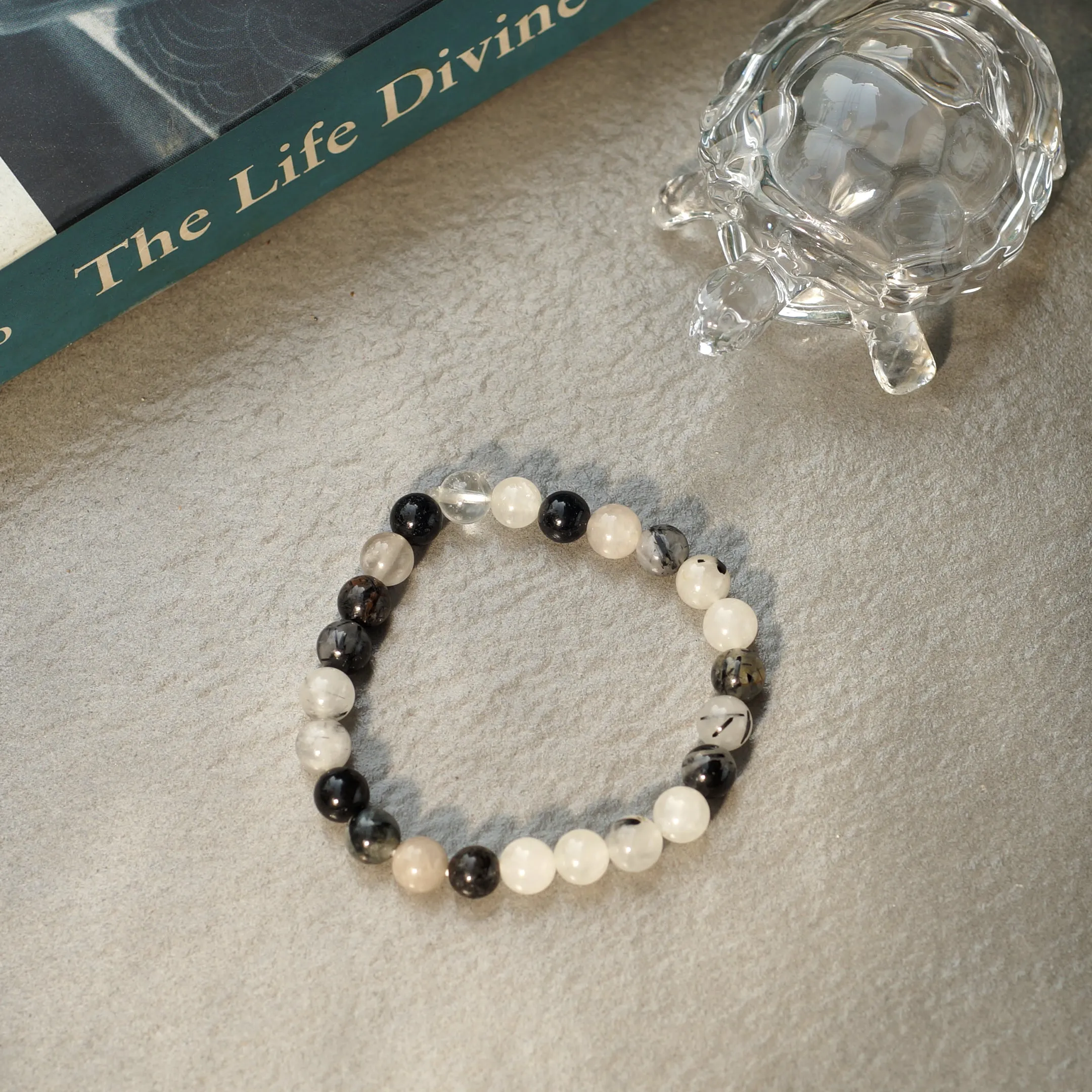Manifestation Bracelet- Natural Black Rutile Bracelet - For Anxiety, Stress & Depression - Gemstone Beaded Stretch Bracelet 8mm - Stone Bracelet