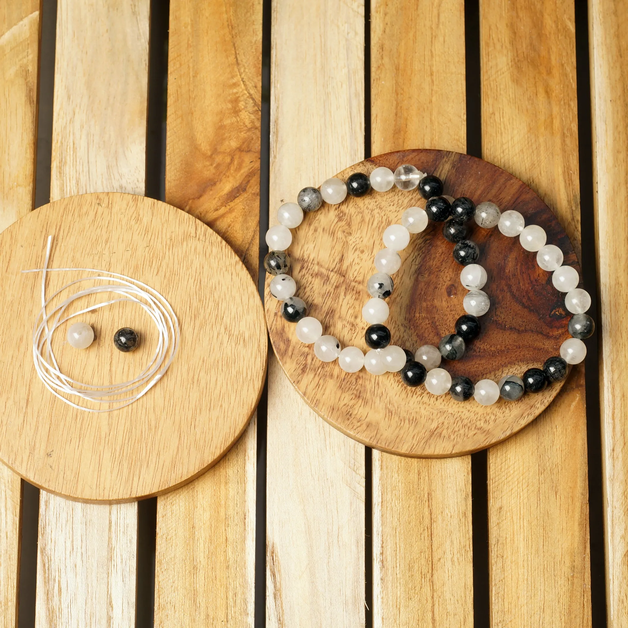 Manifestation Bracelet- Natural Black Rutile Bracelet - For Anxiety, Stress & Depression - Gemstone Beaded Stretch Bracelet 8mm - Stone Bracelet