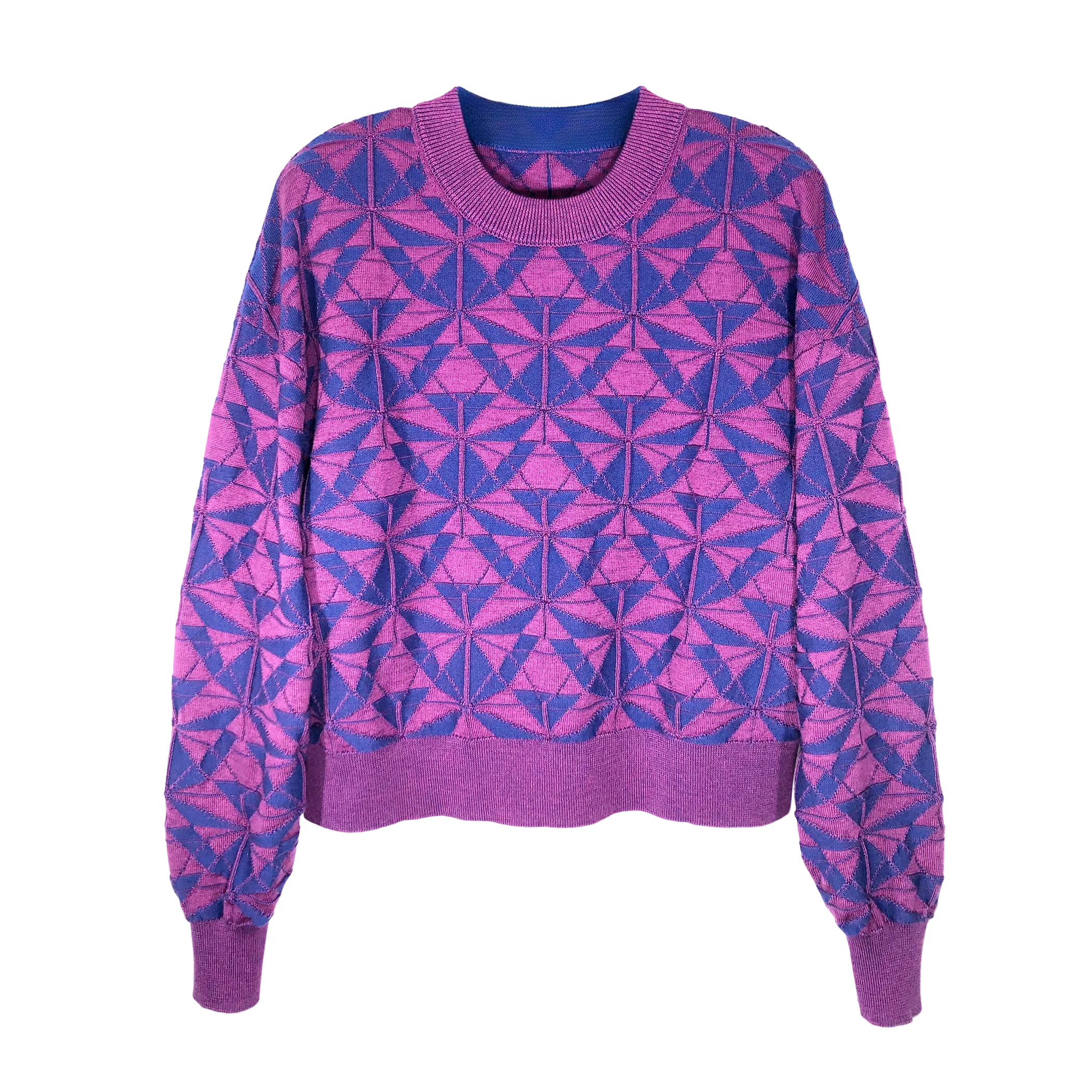 MANLY MERINO CREW NECK PULLOVER in ORCHID MARINE