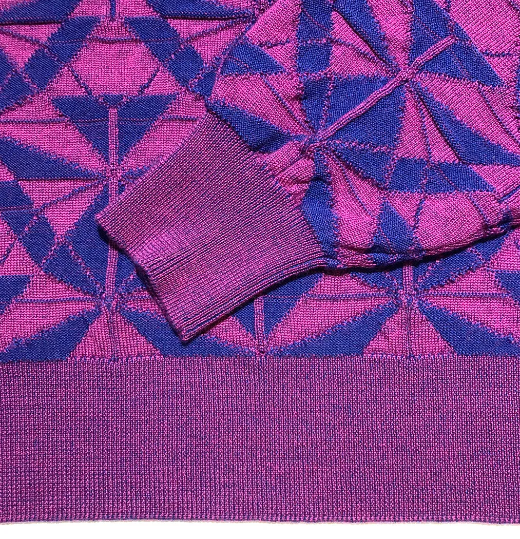 MANLY MERINO CREW NECK PULLOVER in ORCHID MARINE