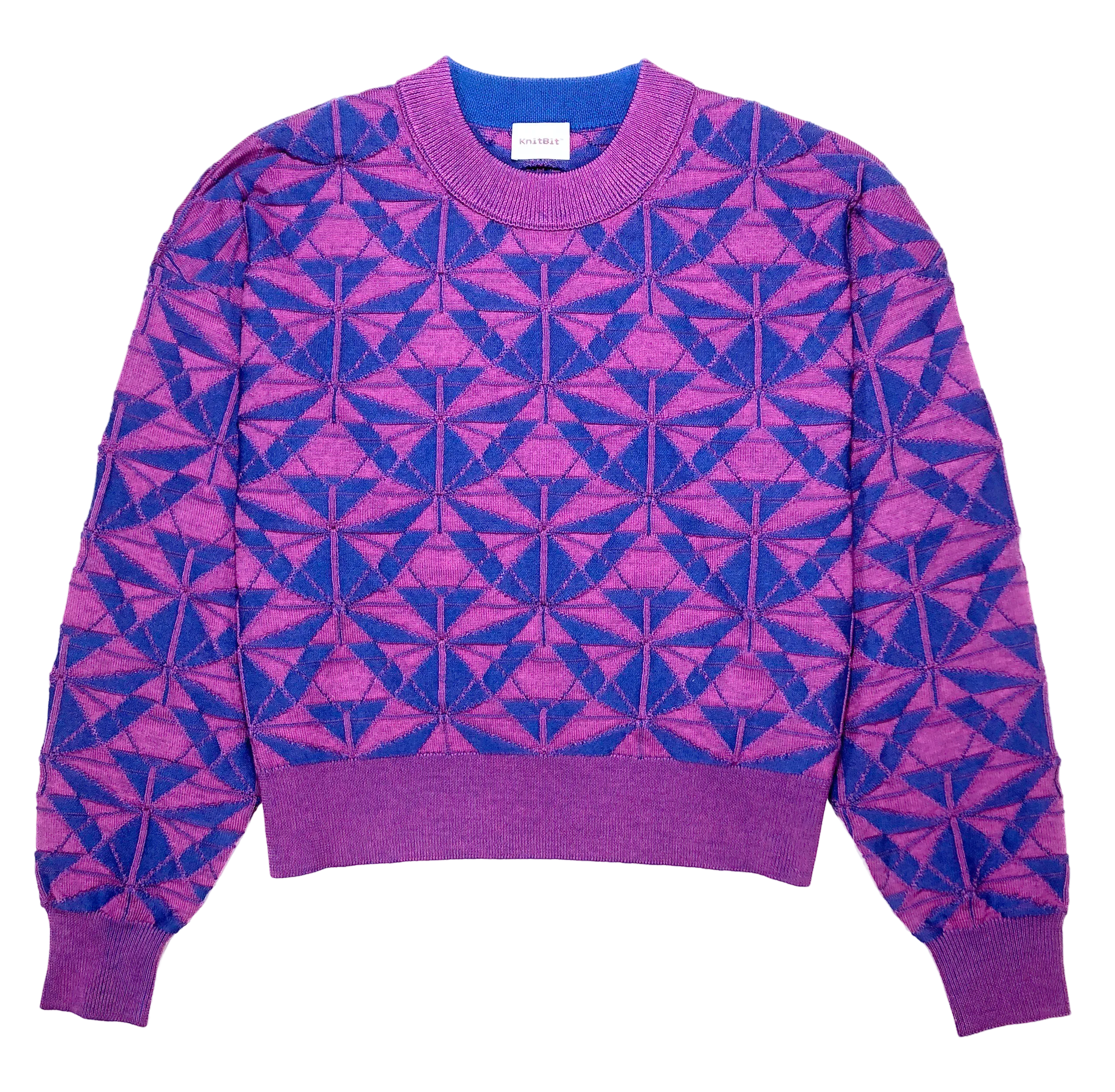 MANLY MERINO CREW NECK PULLOVER in ORCHID MARINE