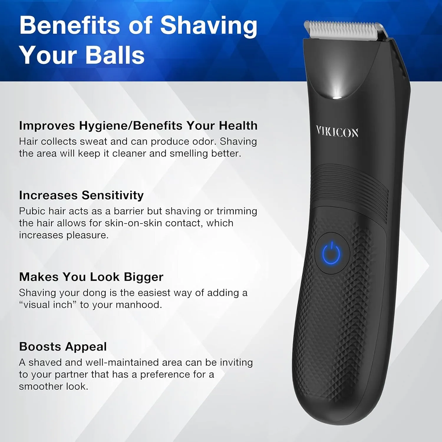 Manscape Trimmer for Men - IPX7 Waterproof Ball Trimmer W/Light & Ceramic Blade, Body Groomer for Pubic/Body/Groin Grooming, Electric Razor Shavers, USB-C Charging, No Nicks, Gifts for Him Dad
