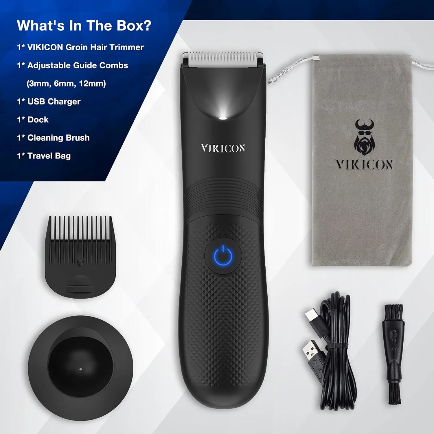 Manscape Trimmer for Men - IPX7 Waterproof Ball Trimmer W/Light & Ceramic Blade, Body Groomer for Pubic/Body/Groin Grooming, Electric Razor Shavers, USB-C Charging, No Nicks, Gifts for Him Dad