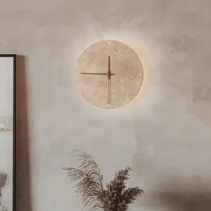 MarbleGlow | Elegant Marble Wall Clock with Integrated LED Lighting