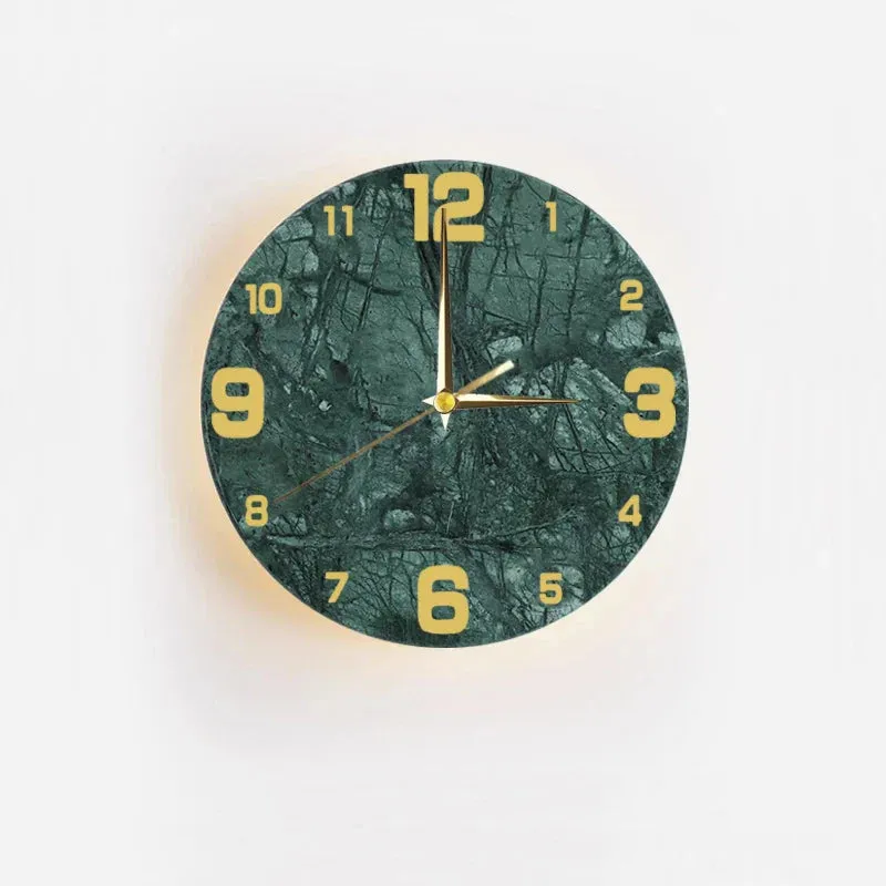 MarbleGlow | Elegant Marble Wall Clock with Integrated LED Lighting